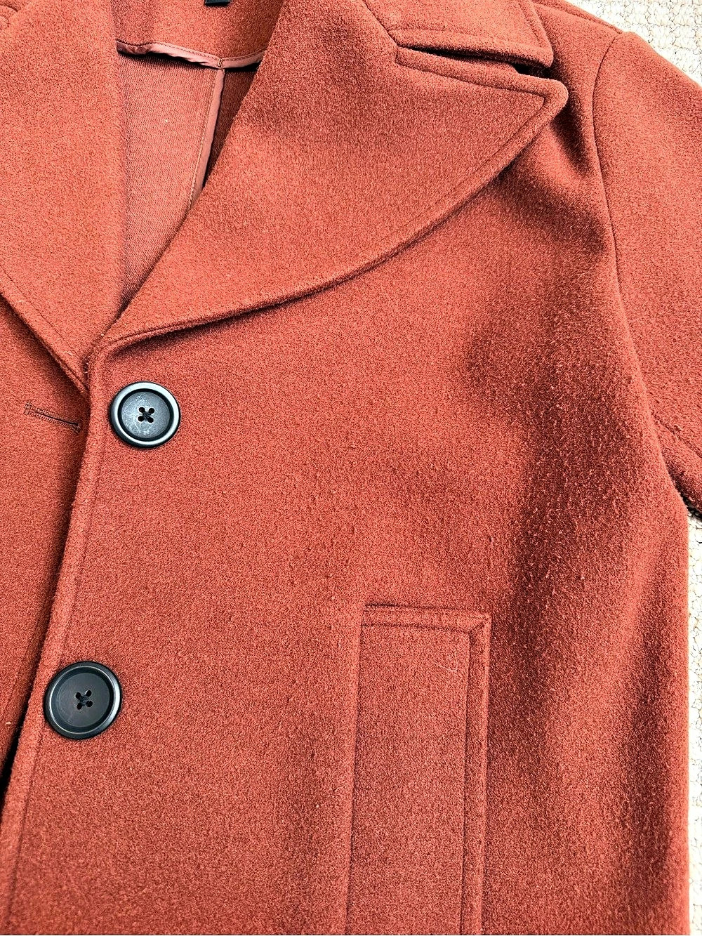 EVEREVE Wool Blend Long Coat in Rust/Brown Small - Picture 7 of 7